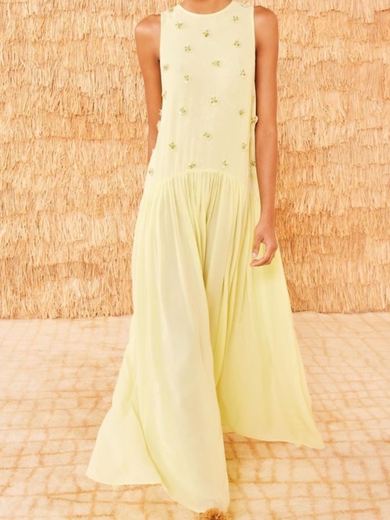 Nwot Ulla Johnson Eleni Silk Midi Dress In Citron Xs $1,250
